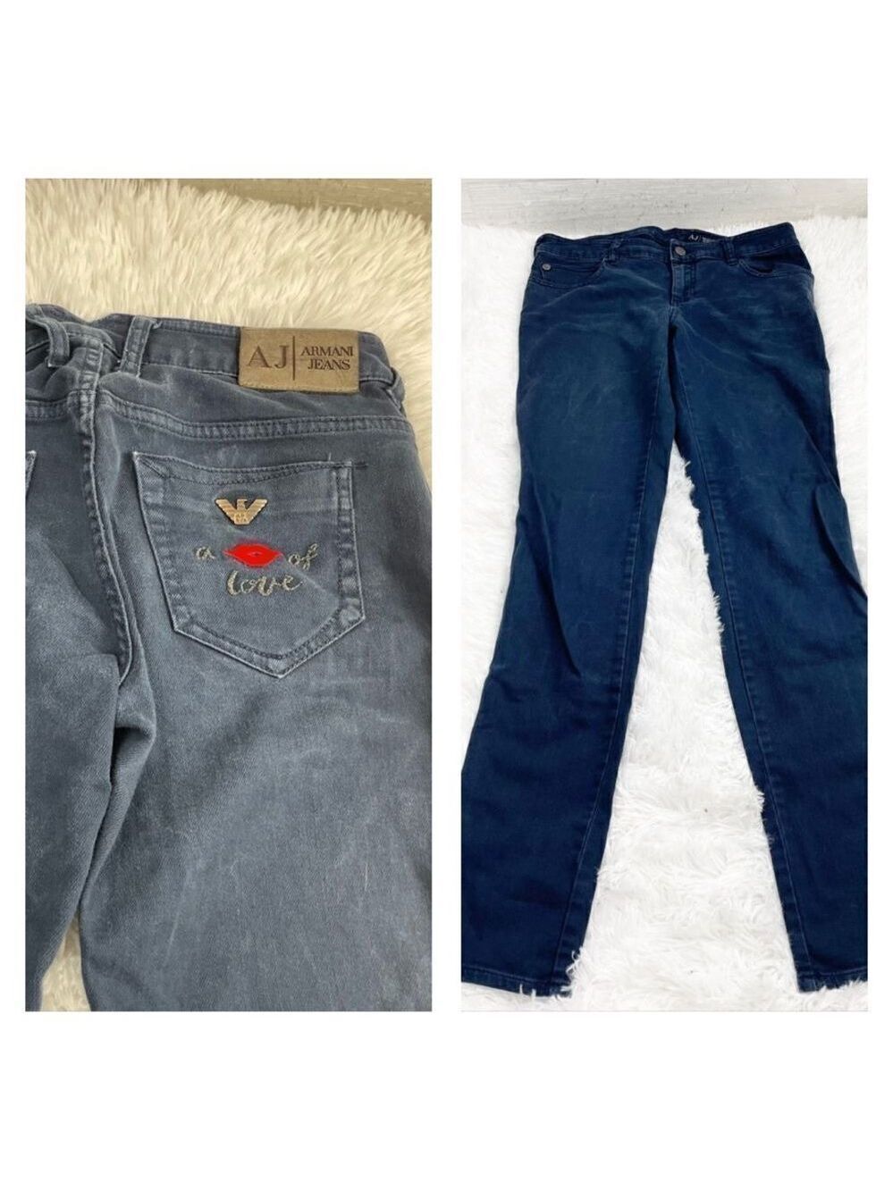 Armani Jeans A Kiss of Love Embroidered Dark Wash Skinny Jeans